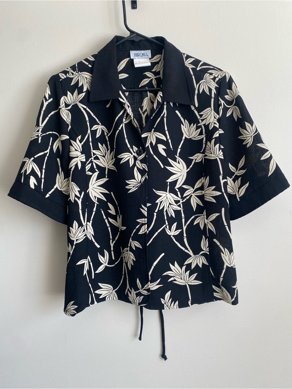 Vtg Hiroko short sleeve‎ flowy blouse bamboo plant print